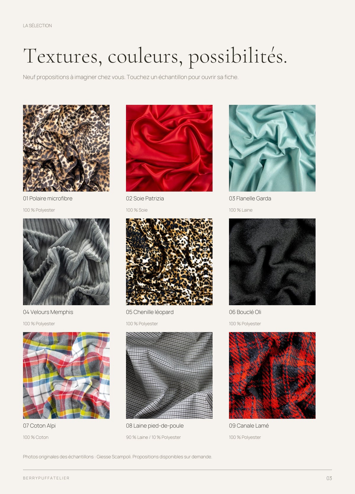 Catalogue de tissus BerryPuff, page 3