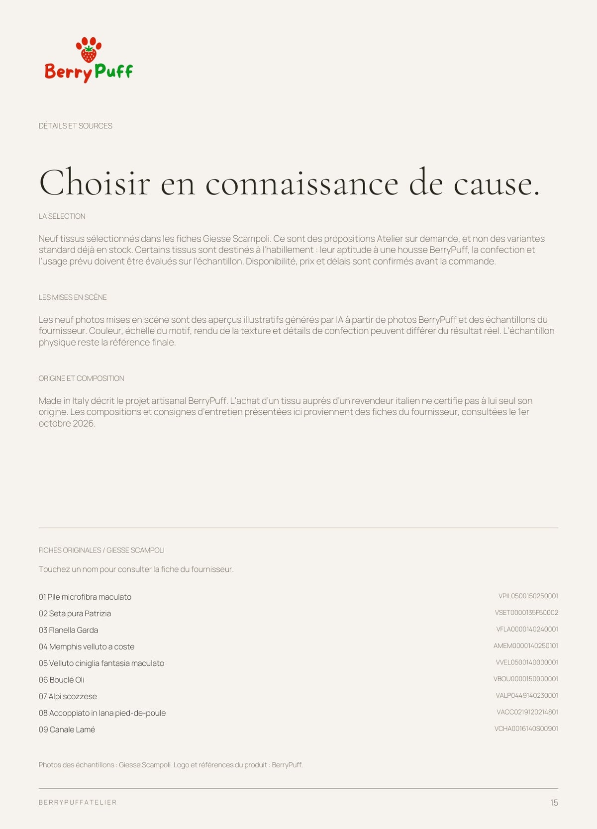 Catalogue de tissus BerryPuff, page 15
